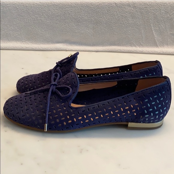 Brand New Indigo Blue Laser Cut Suade Loafer - Picture 2 of 3